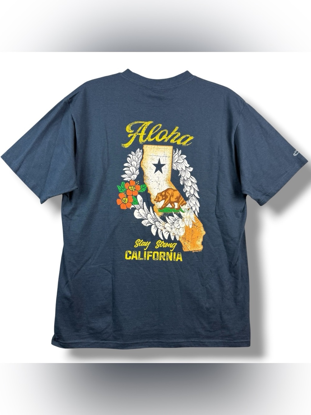 Crazy Shirts Aloha California Graphic T Shirt Men’s Medium Blue 100% Cotton